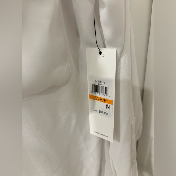 NWT-CALVIN KLEIN Women's Tweed-Trim Button Down Shirt - Picture 7 of 9